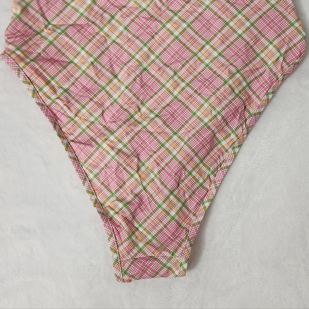 New!Pink X Frankies Bikini August‎ One Piece Swimsuit Strawberry Plaid